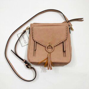 NWT Jen & Co. Layla Mauve Faux Suede Cross Body Bag 10.5x11x3 inches